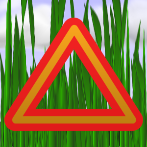 grass with caution sign